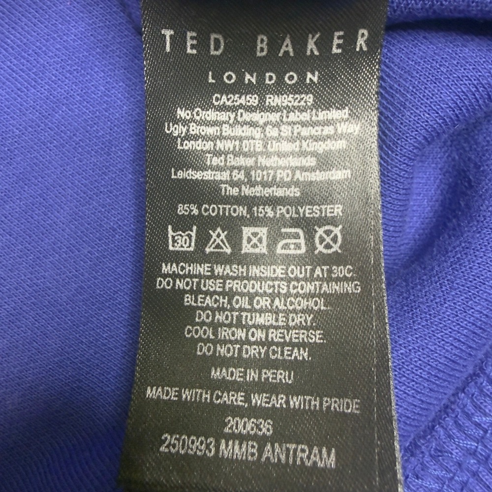 Ted Baker Antram Quarter Zip Pullover Size 5 XL Blue Cotton Blend Sweater Mens - Picture 8 of 9
